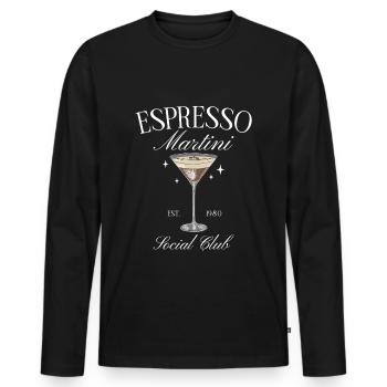 Espresso Martini Cocktail Social Club - Männer Premium Bio Langarmshirt - Schwarz - Vorne - Nico (187cm)