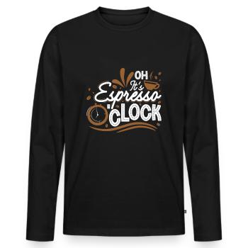 Espresso O'Clock - Männer Premium Bio Langarmshirt - Schwarz - Vorne - Nico (187cm)