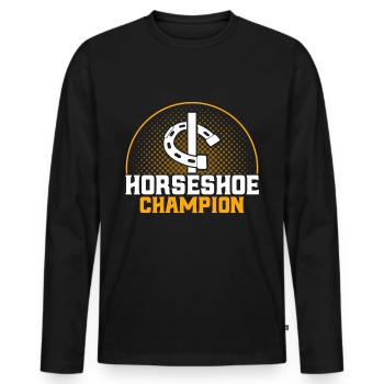 Hufeisen-Werfen Hufeisen Werfen Hufeisen-Werfer Ge - Männer Premium Bio Langarmshirt - Schwarz - Vorne - Nico (187cm)