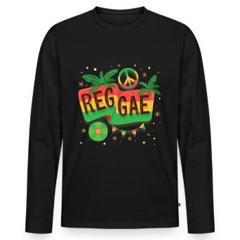 reggae - Men's Premium Organic Long Sleeve Shirt - black - Front - Nico (187cm)