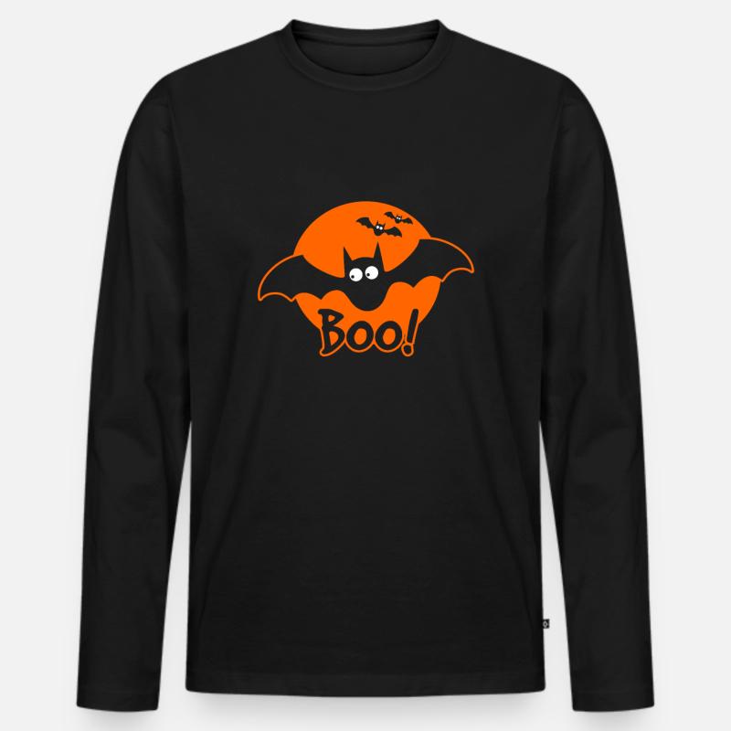 Boo! - Männer Premium Bio Langarmshirt - Schwarz