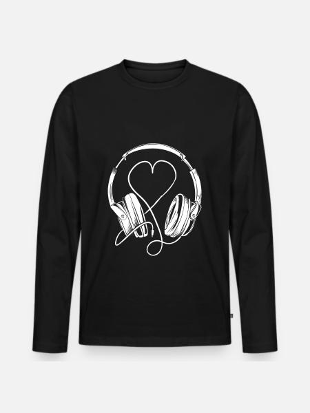 Kopfhörer Musikliebhaber! - Männer Premium Bio Langarmshirt - Schwarz