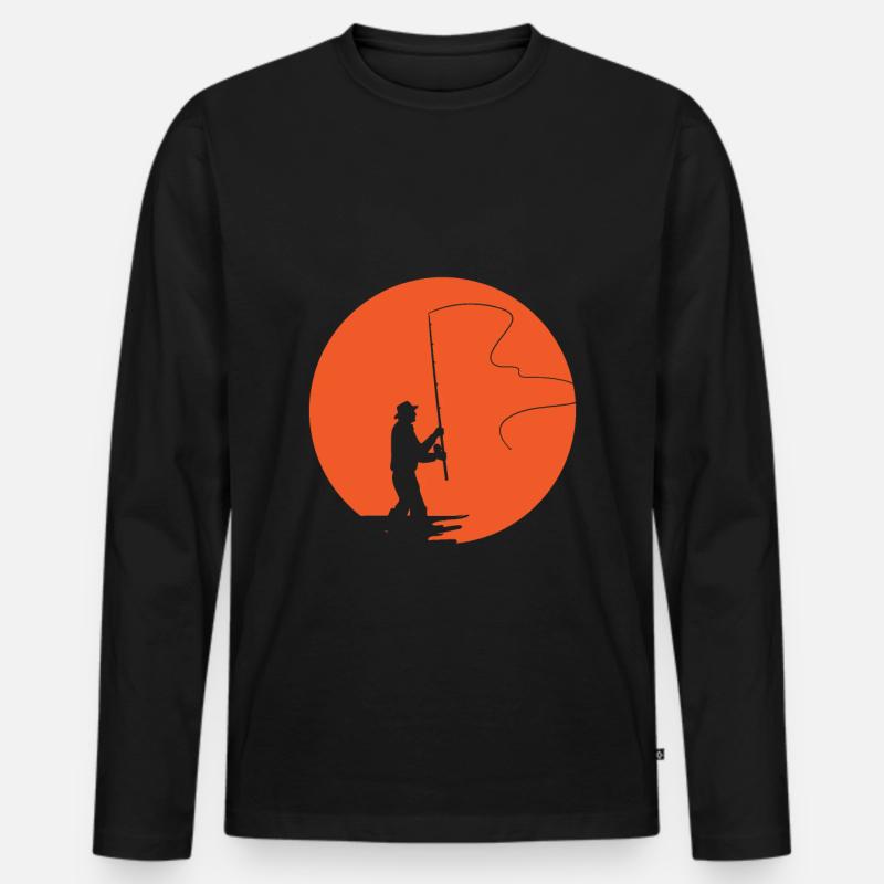 Fliegenfischen - Männer Premium Bio Langarmshirt - Schwarz