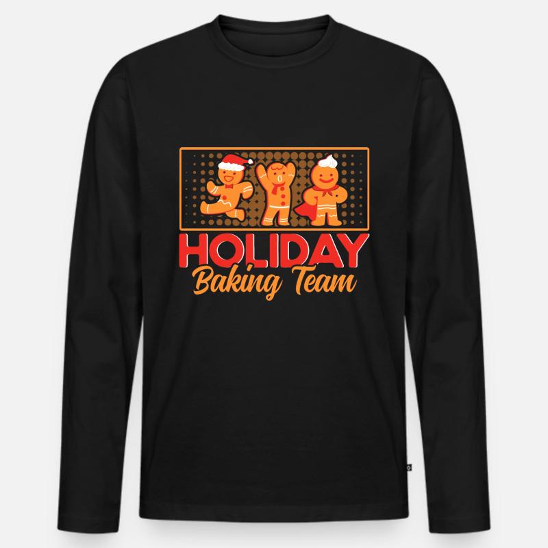 Plätzchenbacken Crew Weihnachtsbäckerei Lebkuchen - Männer Premium Bio Langarmshirt - Schwarz