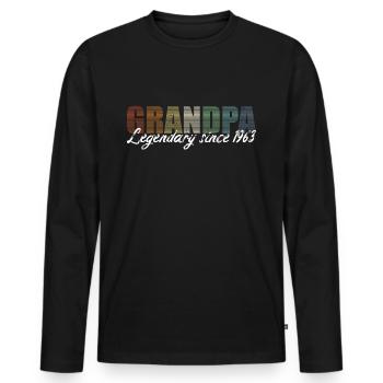 Opa - Legendär seit 1963 Retro - Männer Premium Bio Langarmshirt - Schwarz - Vorne - Nico (187cm)