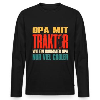 Opa Mit Traktor Wie Ein Normaler Opa Nur Cooler - Männer Premium Bio Langarmshirt - Schwarz - Vorne - Nico (187cm)