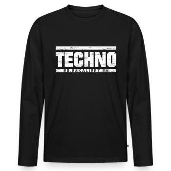 Techno - Rave - Geschenk - Techno merch - Männer Premium Bio Langarmshirt - Schwarz - Vorne - Nico (187cm)