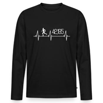 Cadeau Marathon - T-shirt manches longues Premium bio Homme - noir - Devant - Nico (187cm)