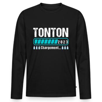 Tonton en 2023 annonce naissance cadeau oncle - T-shirt manches longues Premium bio Homme - noir - Devant - Nico (187cm)