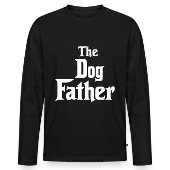 Lustiges Typografie-Design "Der Hundevater" - Männer Premium Bio Langarmshirt - Schwarz - Vorne - Nico (187cm)