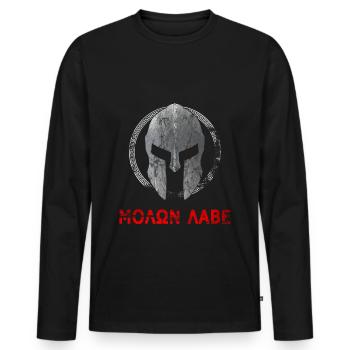 Sparta Krieger Helm Molon Labe - Männer Premium Bio Langarmshirt - Schwarz - Vorne - Nico (187cm)