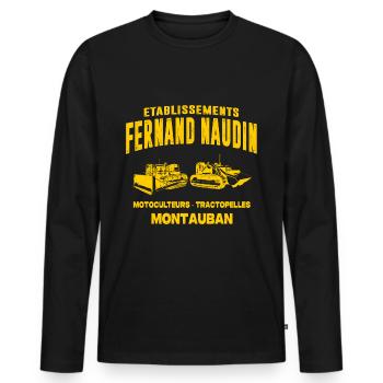 Tontons flingueurs établissements Fernand Naudin - T-shirt manches longues Premium bio Homme - noir - Devant - Nico (187cm)