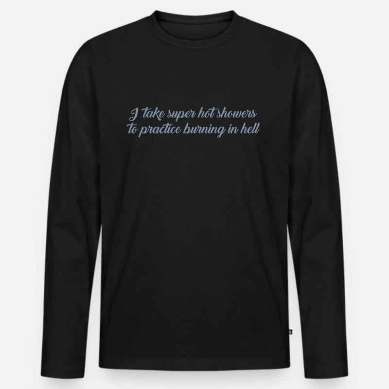 heiße Duschen Text - Männer Premium Bio Langarmshirt - Schwarz