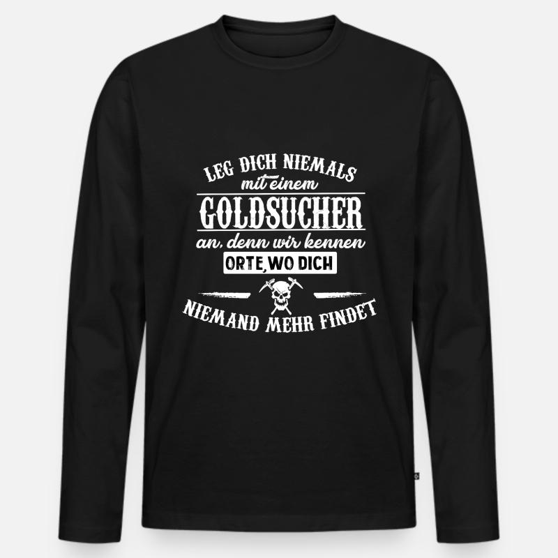 GOLDSUCHER - Männer Premium Bio Langarmshirt - Schwarz