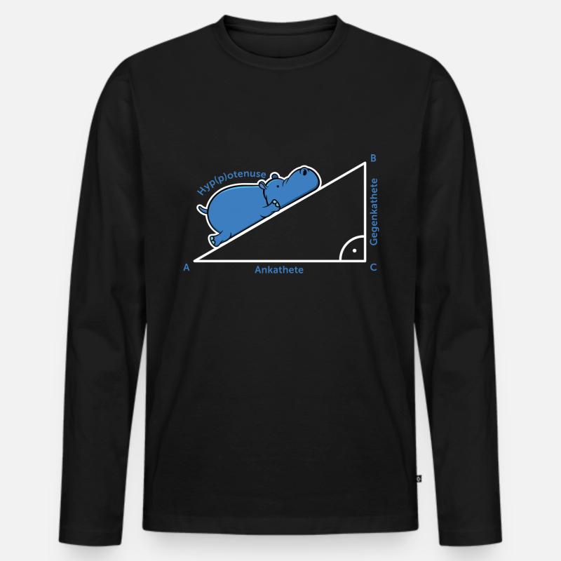 Hyppotenuse Pythagoras Mathe Hippo Lehrer Geschenk - Männer Premium Bio Langarmshirt - Schwarz