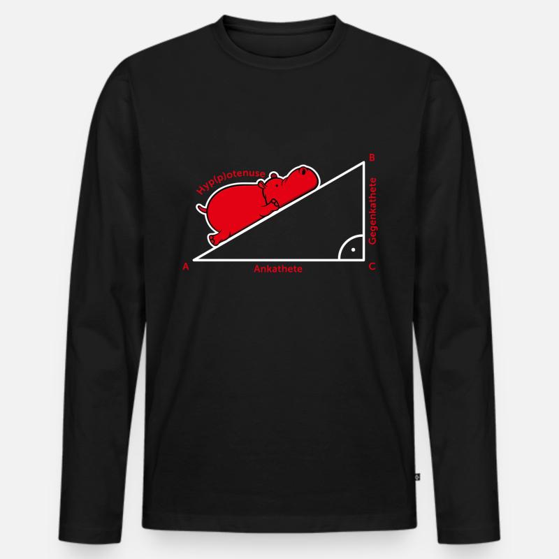 Hippotenuse Pythagoras Mathe Hippo Lehrer Geschenk - Männer Premium Bio Langarmshirt - Schwarz