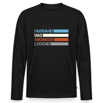 Ehemann - Papa - Ingenieur – Legende - Männer Premium Bio Langarmshirt - Schwarz - Vorne - Nico (187cm)