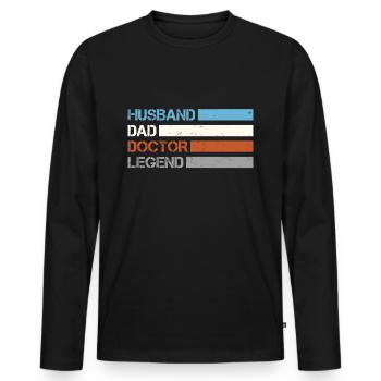 Mari papa médecin légende - T-shirt manches longues Premium bio Homme - noir - Devant - Nico (187cm)