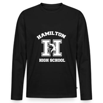 Hamilton - Männer Premium Bio Langarmshirt - Schwarz - Vorne - Nico (187cm)