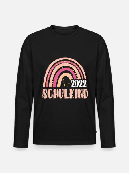 Mädchen Schulkind 2022 Regenbogen - Männer Premium Bio Langarmshirt - Schwarz