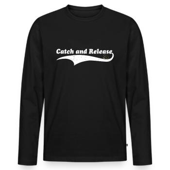 Catch and release catfish fishing - Men's Premium Organic Long Sleeve Shirt - black - Front - Nico (187cm)