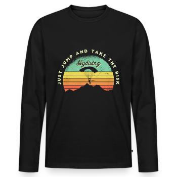 Destiné au parachutage - T-shirt manches longues Premium bio Homme - noir - Devant - Nico (187cm)
