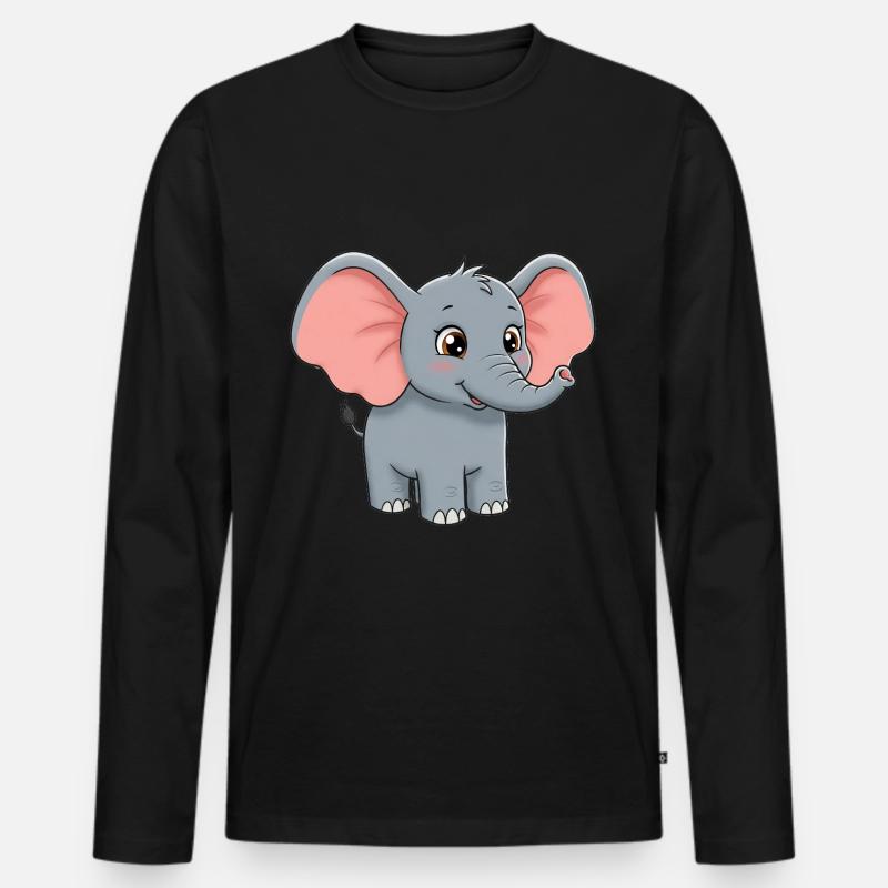 Tier Cartoon Elefant - Männer Premium Bio Langarmshirt - Schwarz
