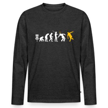 drôle Frisbee Golf Shirt Evolution Disc golf - T-shirt manches longues Premium bio Homme - anthracite chiné - Devant - Nico (187cm)