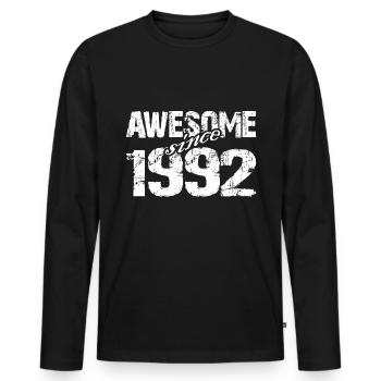 Né en 1992 depuis 1992, il est extraordinaire - T-shirt manches longues Premium bio Homme - noir - Devant - Nico (187cm)