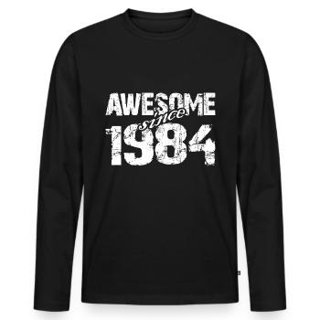 Born 1984 since 1984 exceptional - Men's Premium Organic Long Sleeve Shirt - black - Front - Nico (187cm)
