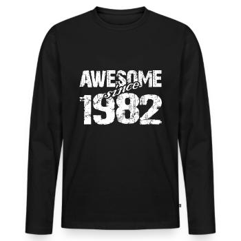 Geboren 1982 seit 1982 aussergewöhnlich - Männer Premium Bio Langarmshirt - Schwarz - Vorne - Nico (187cm)