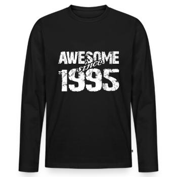 Born 1995 since 1995 exceptional - Men's Premium Organic Long Sleeve Shirt - black - Front - Nico (187cm)