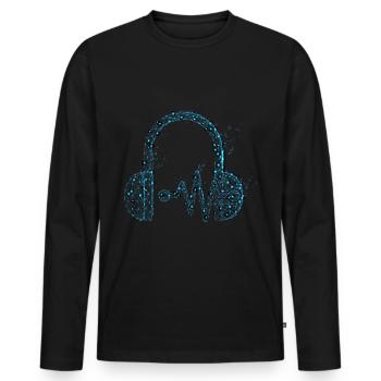 DJ - Männer Premium Bio Langarmshirt - Schwarz - Vorne - Nico (187cm)