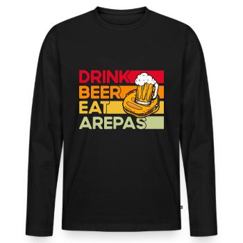 Gourmands vénézuéliens Arepa Gesche - T-shirt manches longues Premium bio Homme - noir - Devant - Nico (187cm)