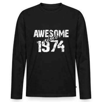 Born 1974 exceptional since 1974 - Men's Premium Organic Long Sleeve Shirt - black - Front - Nico (187cm)