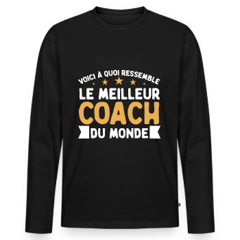 voici à quoi ressemble le coach parfait - T-shirt manches longues Premium bio Homme - noir - Devant - Nico (187cm)