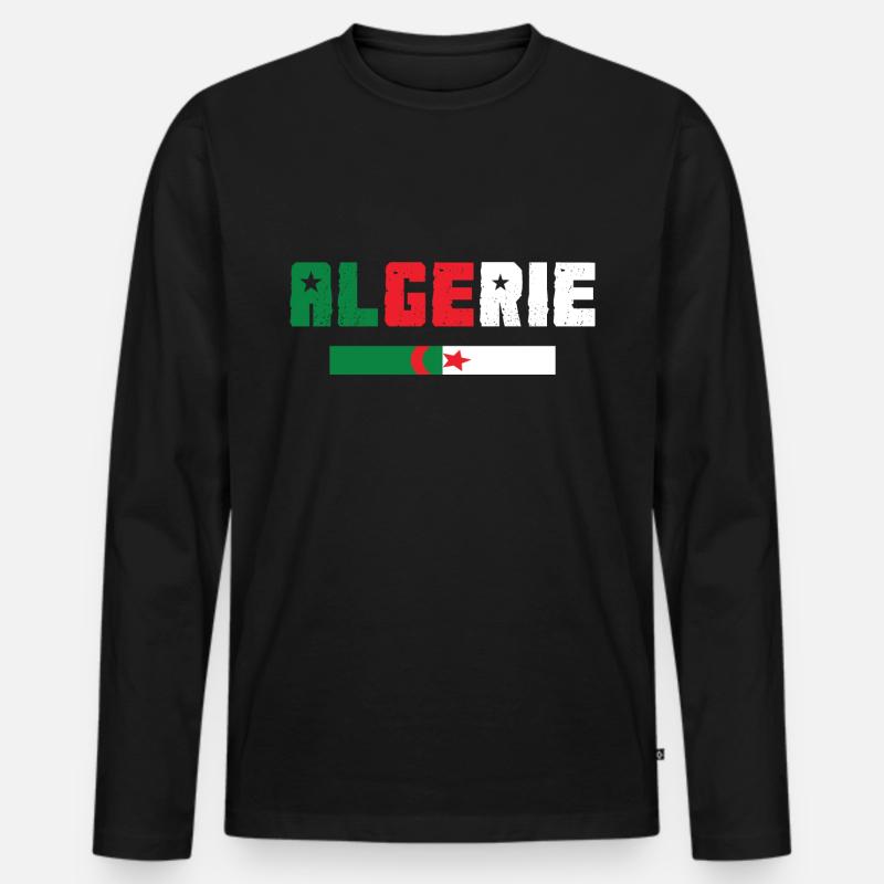 Algerien - Männer Premium Bio Langarmshirt - Schwarz