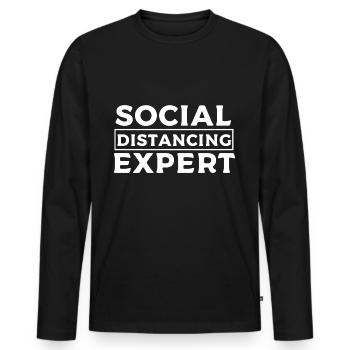 Social Distancing Expert Exclusion sociale Expert - T-shirt manches longues Premium bio Homme - noir - Devant - Nico (187cm)