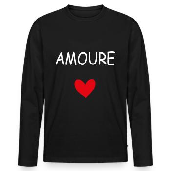 AMOUR COEUR - T-shirt manches longues Premium bio Homme - noir - Devant - Nico (187cm)