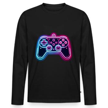Gaming - Konsole - Controller bei Videospielen - Männer Premium Bio Langarmshirt - Schwarz - Vorne - Nico (187cm)