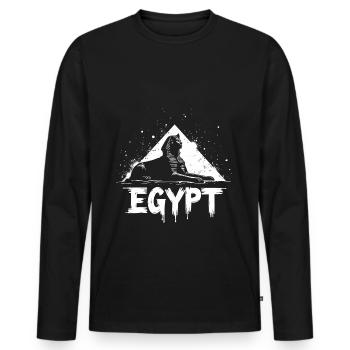 Pyramide du Sphinx d’Égypte - T-shirt manches longues Premium bio Homme - noir - Devant - Nico (187cm)
