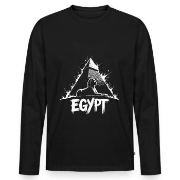 Pyramide du Sphinx d’Égypte - T-shirt manches longues Premium bio Homme - noir - Devant - Nico (187cm)