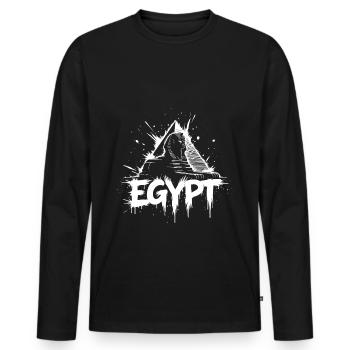 Pyramide du Sphinx d’Égypte - T-shirt manches longues Premium bio Homme - noir - Devant - Nico (187cm)