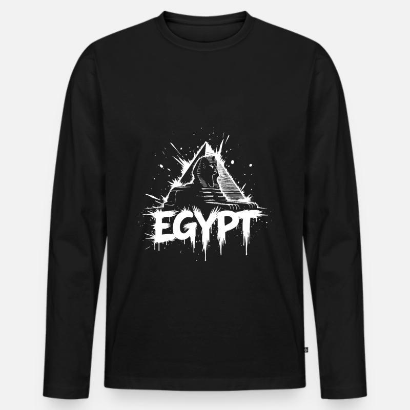 Ägypten Sphinx Pyramide - Männer Premium Bio Langarmshirt - Schwarz