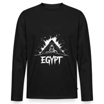 Pyramide du Sphinx d’Égypte - T-shirt manches longues Premium bio Homme - noir - Devant - Nico (187cm)
