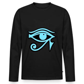 Symbole de l’œil d’Horus en Égypte - T-shirt manches longues Premium bio Homme - noir - Devant - Nico (187cm)