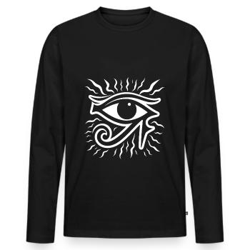 Symbole de l’œil d’Horus en Égypte - T-shirt manches longues Premium bio Homme - noir - Devant - Nico (187cm)