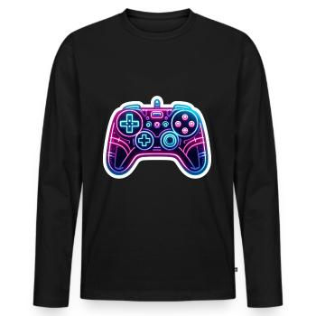 Gaming - Console - Controller on Video Games - Men's Premium Organic Long Sleeve Shirt - black - Front - Nico (187cm)
