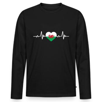 Wales Flagge EKG - Männer Premium Bio Langarmshirt - Schwarz - Vorne - Nico (187cm)