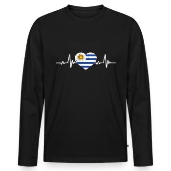 Uruguay Heart Flag Uruguay Retro - Men's Premium Organic Long Sleeve Shirt - black - Front - Nico (187cm)